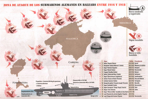 Карта затонувших кораблей возле острова Майорка 1
